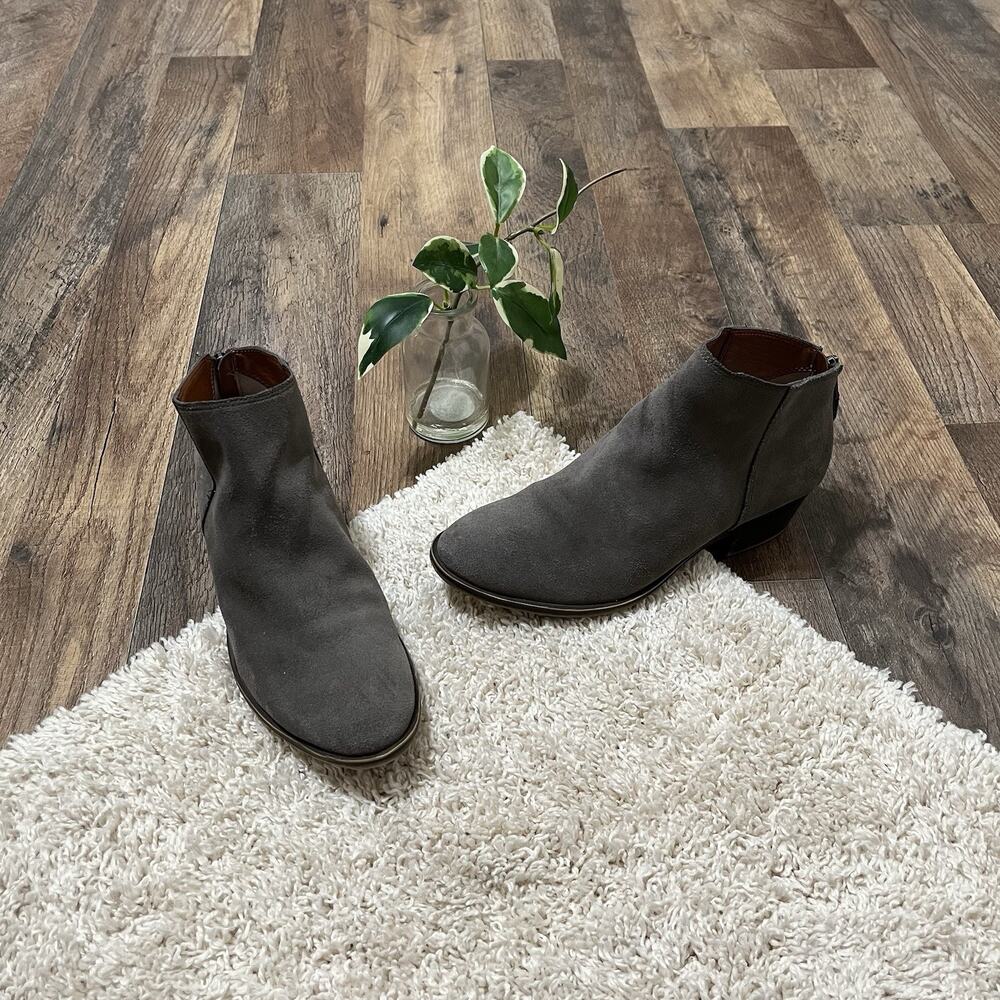 Lucky Brand Size 6.5 M Gray Suede Leather Bremma Ankle Booties Boots